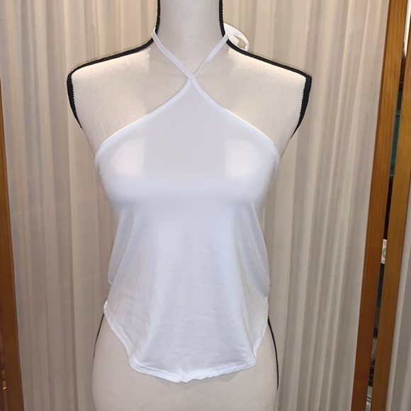 gaze Tops - Womens White Crop Shirt, Size L